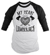 Shirts By Sarah Men's Lumberjack T-Shirt My Heart Held by Tee Woodsman 3/4 Sleeve Raglan