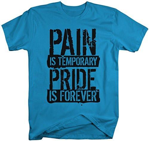 Shirts By Sarah Men's Workout T-Shirt Pain Temporary Pride Forever Gym Shirts-Shirts By Sarah