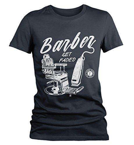 Women's Barber T-Shirt Get Faded Vintage Tee Chair Clippers Barbers Shirt-Shirts By Sarah