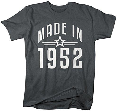 Shirts By Sarah Men's Made In 1952 Birthday T-Shirt Retro Star Custom Shirts-Shirts By Sarah