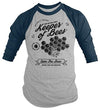 Men's Keeper of Bees T-Shirt Beekeeper Gift Idea Tee 3/4 Sleeve Raglan