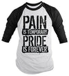 Shirts By Sarah Men's Workout Shirt Pain Temporary Pride Forever Gym 3/4 Sleeve Shirts