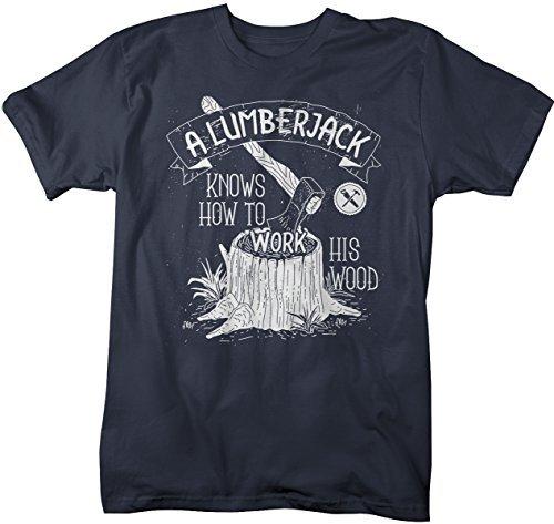 Shirts By Sarah Men's Funny Lumberjack T-Shirt Work His Wood Logging Tee Shirt-Shirts By Sarah