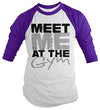 Shirts By Sarah Men's Workout Shirt Meet Me At Gym 3/4 Sleeve Raglan Shirts