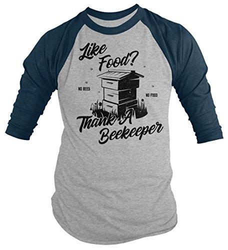 Shirts By Sarah Men's Funny Beekeeper T-Shirt Like Food Thank Bee Keeper Gift Idea 3/4 Sleeve Raglan-Shirts By Sarah