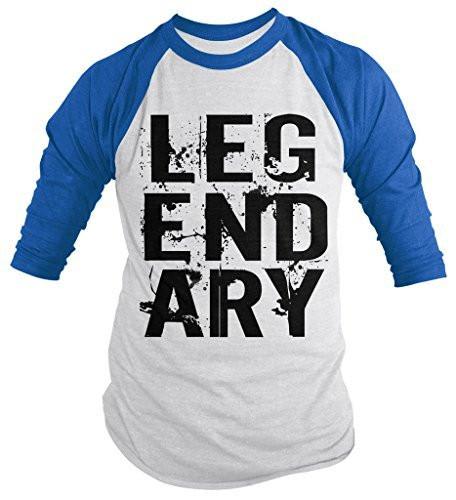 Shirts By Sarah Men's Workout Shirt Distressed Legendary 3/4 Sleeve Raglan Shirts-Shirts By Sarah