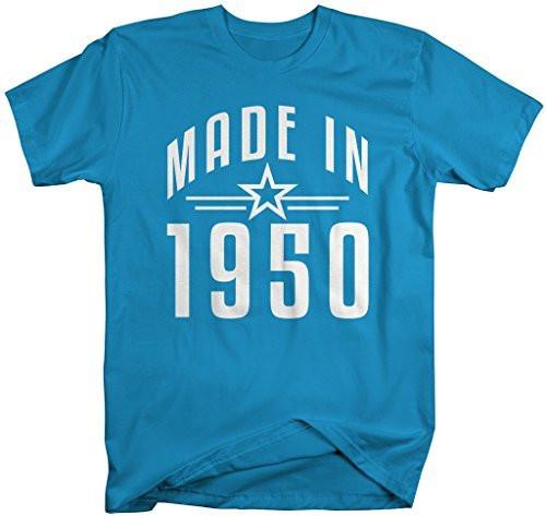 Shirts By Sarah Men's Made In 1950 Birthday T-Shirt Retro Star Custom Shirts-Shirts By Sarah