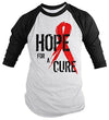 Shirts By Sarah Men's Red Ribbon Shirt Hope For Cure 3/4 Sleeve Raglan Shirts