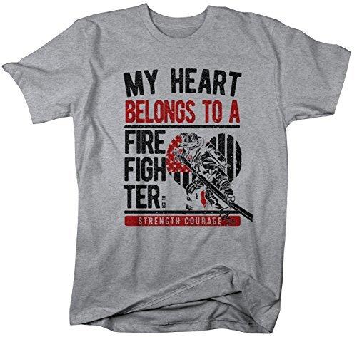 Shirts By Sarah Unisex Heart Belongs To Firefighter Proud Flag T-Shirt-Shirts By Sarah