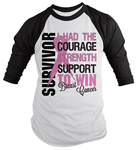 Shirts By Sarah Women's Breast Cancer Survivor Shirt 3/4 Sleeve Shirts Pink Ribbon-Shirts By Sarah