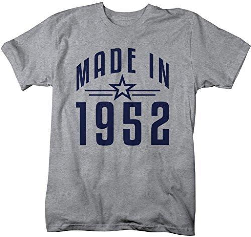 Shirts By Sarah Men's Made In 1952 Birthday T-Shirt Retro Star Custom Shirts-Shirts By Sarah
