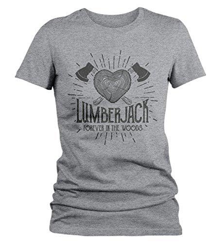 Shirts By Sarah Women's Lumberjack T-Shirt Forever in Woods Logger Logging Tee Shirt-Shirts By Sarah