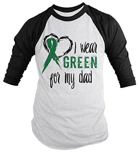 Shirts By Sarah Men's Green Ribbon Shirt Wear For Dad 3/4 Sleeve Raglan Awareness Shirts-Shirts By Sarah