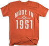 Shirts By Sarah Men's Made In 1951 Birthday T-Shirt Retro Star Custom Shirts