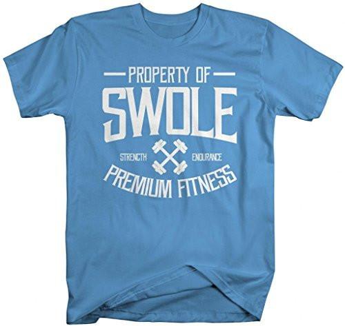 Shirts By Sarah Men's Property Of Swole Workout T-Shirt Gym Lifting Shirts-Shirts By Sarah