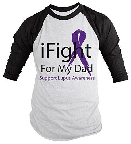 Shirts By Sarah Men's Lupus Awareness Shirt 3/4 Sleeve iFight For My Dad-Shirts By Sarah