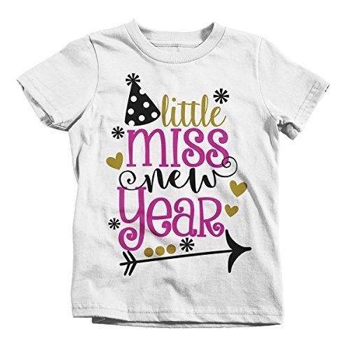 Shirts By Sarah Girl's Little Miss New Year T-Shirt Year's Party Hat Tee-Shirts By Sarah