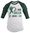 Shirts By Sarah Men's Green Ribbon Wear For Someone I Love 3/4 Sleeve Raglan Awareness Shirts