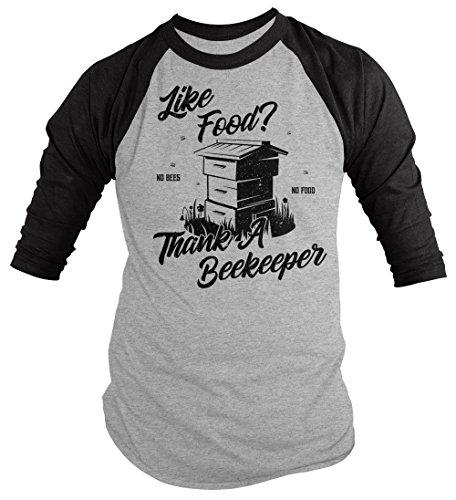 Shirts By Sarah Men's Funny Beekeeper T-Shirt Like Food Thank Bee Keeper Gift Idea 3/4 Sleeve Raglan-Shirts By Sarah