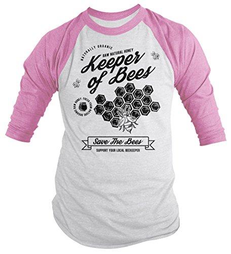 Men's Keeper of Bees T-Shirt Beekeeper Gift Idea Tee 3/4 Sleeve Raglan-Shirts By Sarah