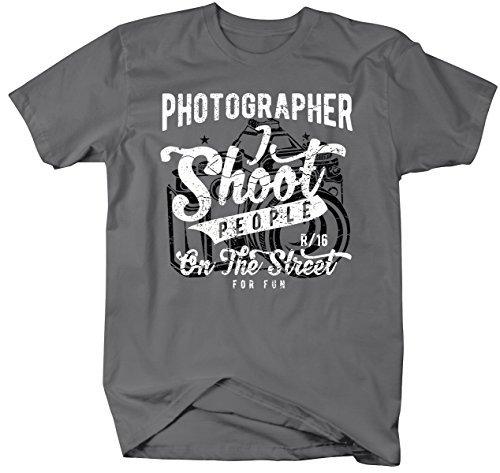Shirts By Sarah Men's Funny Photographer T-Shirt Shoot People For Fun Distressed Tee-Shirts By Sarah