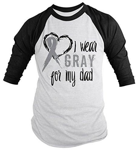 Shirts By Sarah Men's Wear Gray For Dad 3/4 Sleeve Brain Cancer Asthma Diabetes Awareness Ribbon Shirt-Shirts By Sarah