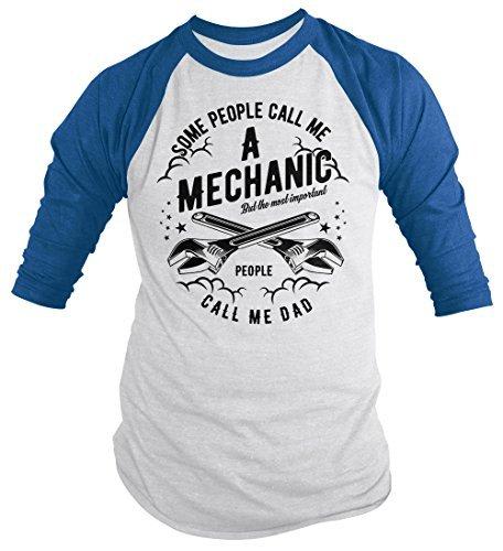 Shirts By Sarah Men's Mechanic Dad T-Shirt Important People Call Me 3/4 Sleeve Raglan-Shirts By Sarah