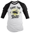 Shirts By Sarah Men's T-Shirt Save The Bees No Food Bee Keeper Gift 3/4 Sleeve Raglan