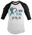 Shirts By Sarah Men's Wear Teal For Son 3/4 Sleeve Cancer Anxiety Awareness Ribbon Shirt-Shirts By Sarah