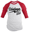 Shirts By Sarah Men's Vintage Made In 1966 50th Birthday Raglan Retro 3/4 Sleeve Shirts