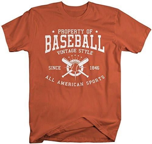 Shirts By Sarah Men's Property Of Baseball T-Shirt Sports Tees Vintage All American Shirts-Shirts By Sarah
