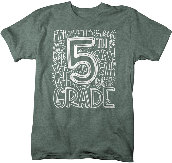 Men's Fifth Grade Teacher T Shirt 5th Grade Typography T Shirt Cute Back To School Shirt 5th Teacher Gift Shirts-Shirts By Sarah