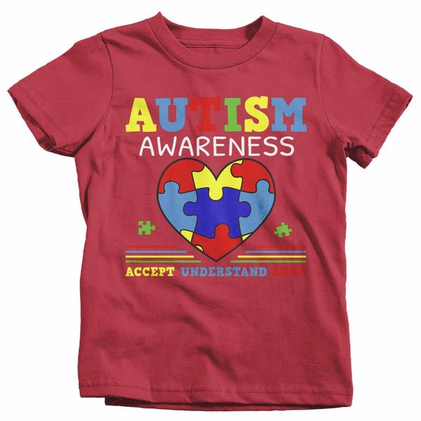 Kids Autism Awareness Shirt Accept Understand Love Shirt Autism Heart Shirt Puzzle Awareness Shirts Cute TShirt-Shirts By Sarah