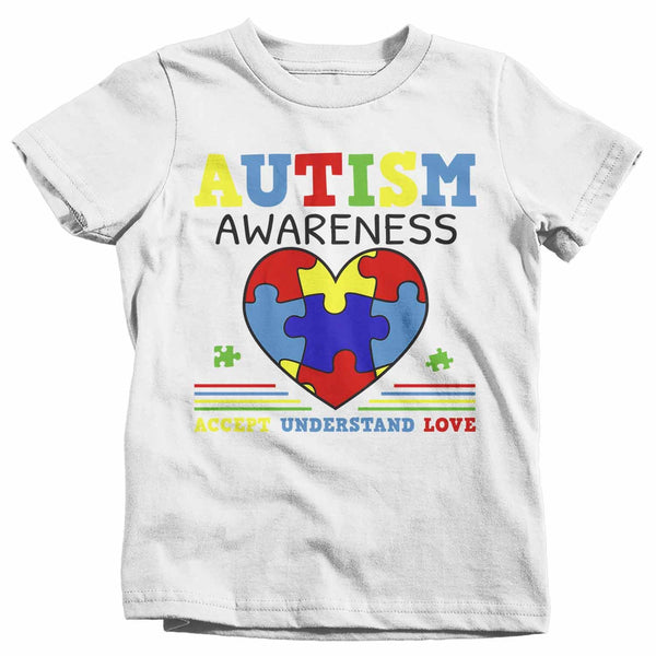 Kids Autism Awareness Shirt Accept Understand Love Shirt Autism Heart Shirt Puzzle Awareness Shirts Cute TShirt-Shirts By Sarah