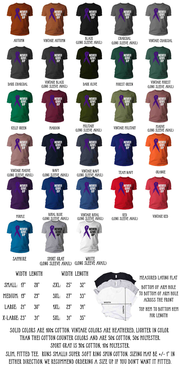 Men's Purple Ribbon Shirt Never Give Up Awareness T Shirt Lupus Fibromyalgia Cancer Chron's Disease Tee Streetwear Man Unisex-Shirts By Sarah