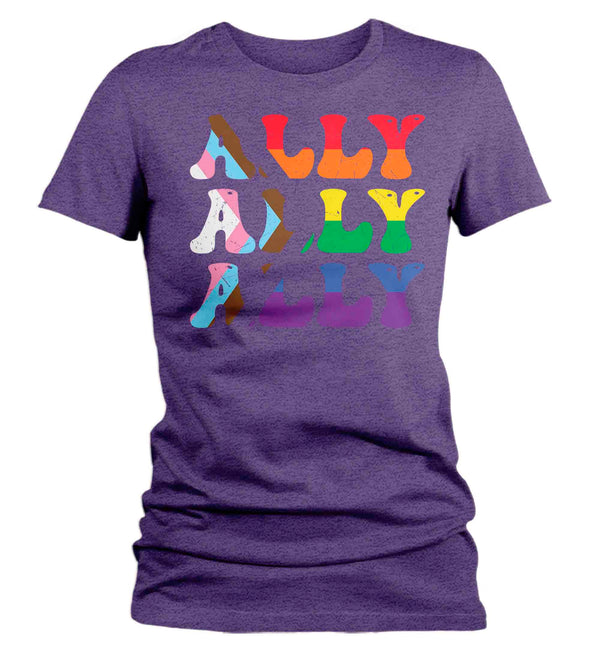 Women's LGBT Ally Shirt LGBTQ Support Ally T Shirt Flag Rainbow Shirts Equality LGBT TShirts Gay Trans Support Tee Ladies Woman-Shirts By Sarah