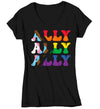 Women's V-Neck LGBT Ally Shirt LGBTQ Support Ally T Shirt Flag Rainbow Shirts Equality LGBT TShirts Gay Trans Support Tee Ladies Woman