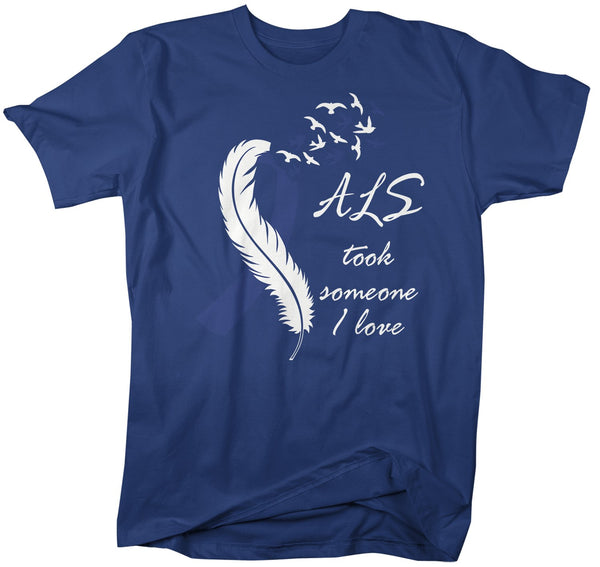 Men's ALS T-Shirt Blue ALS Amyotrophic Lateral Sclerosis Ribbon In Memory Of Shirt ALS Took-Shirts By Sarah
