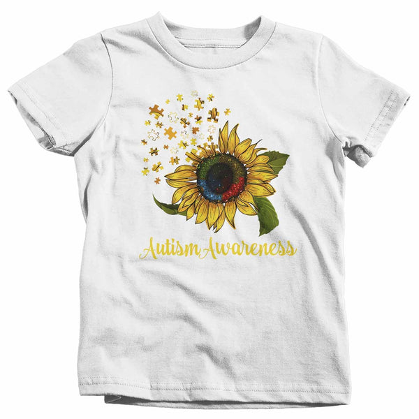 Kids Autism Awareness Shirt Sunflower Shirt Autism Flower Shirt Puzzle Awareness Shirts Cute TShirt-Shirts By Sarah