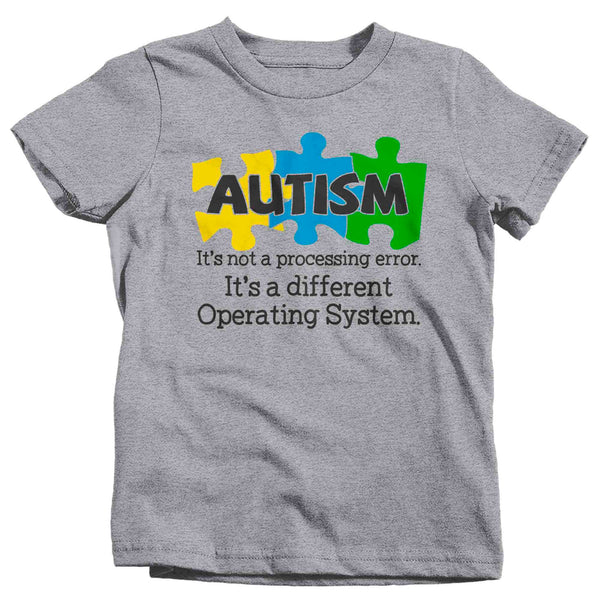 Kids Autism Not A Processing Error T Shirt Operating System Shirt Colorful Tee Autism Awareness Autistic Gift Shirt Boy's Girl's TShirt-Shirts By Sarah