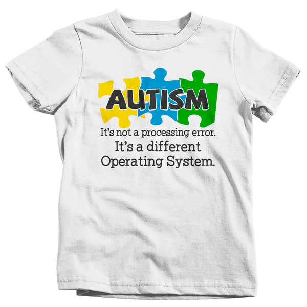 Kids Autism Not A Processing Error T Shirt Operating System Shirt Colorful Tee Autism Awareness Autistic Gift Shirt Boy's Girl's TShirt-Shirts By Sarah
