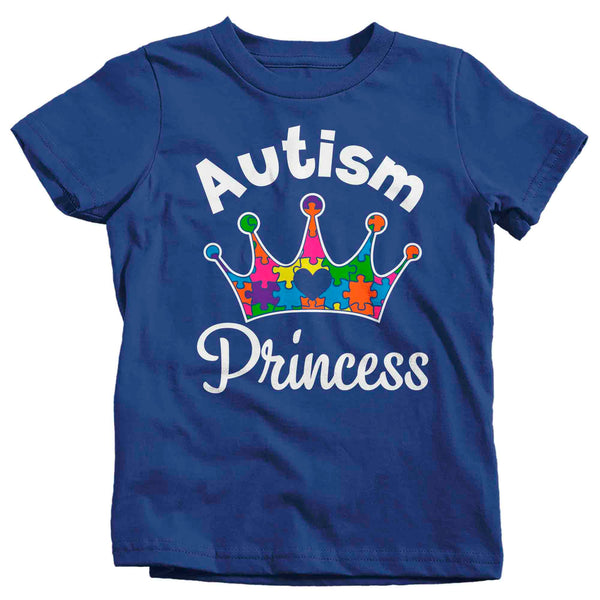 Kids Autism Princess T Shirt Puzzle Rainbow Shirt Colorful Crown Tee Autism Awareness Month April Autistic Gift Shirt Youth Girl's TShirt-Shirts By Sarah