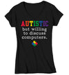 Women's V-Neck Funny Autism Shirt Autistic T Shirt Willing To Discuss Computers Geek Awareness Autistic Puzzle Gift Shirt Ladies Woman TShirt