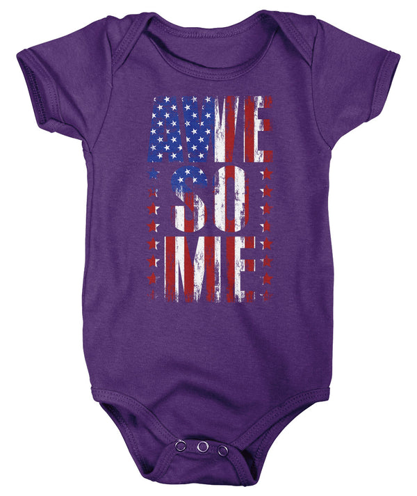 Baby Flag Bodysuit Awesome Creeper USA Patriotic Snap Suit Flag Snapsuit Stars Stripes Boys Girls Infant Patriot Gift Idea-Shirts By Sarah