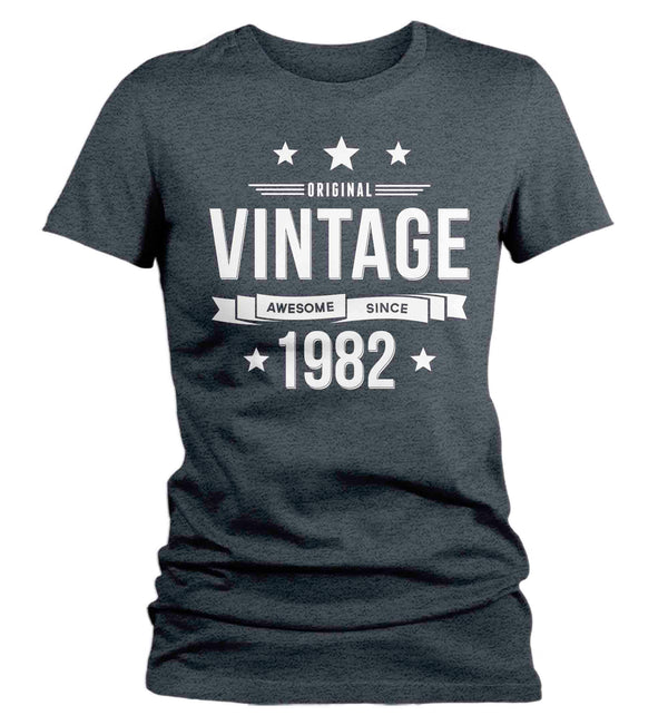 Women's 40th Birthday Shirt Original Vintage Shirt Awesome Since 1982 Tshirt Birthday Gift Shirt Unisex 40th Tee For Woman Forty Gifts-Shirts By Sarah