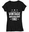 Women's V-Neck 40th Birthday Shirt Original Vintage Shirt Awesome Since 1982 Tshirt Birthday Gift Shirt Unisex 40th Tee For Woman Forty Gifts