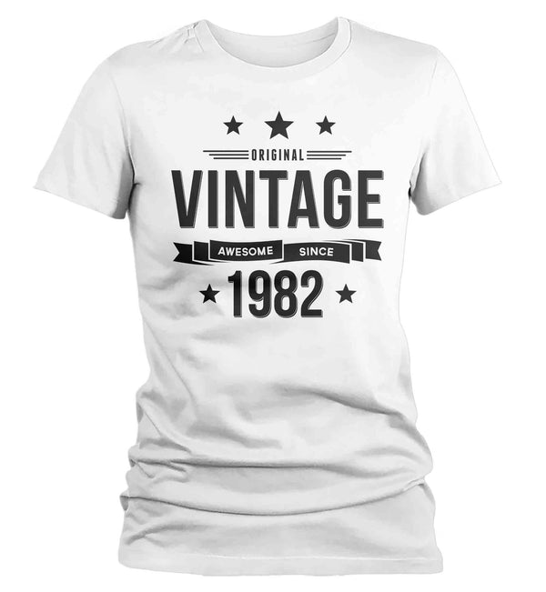 Women's 40th Birthday Shirt Original Vintage Shirt Awesome Since 1982 Tshirt Birthday Gift Shirt Unisex 40th Tee For Woman Forty Gifts-Shirts By Sarah