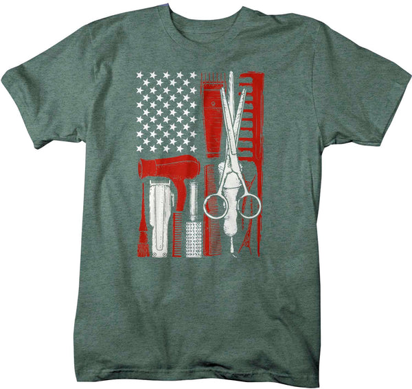 Men's Barber Shirt Flag TShirt Patriotic Barber American Flag T Shirt Hairdresser Shirt Barber Gifts 4th July Patriot Mans Unisex-Shirts By Sarah