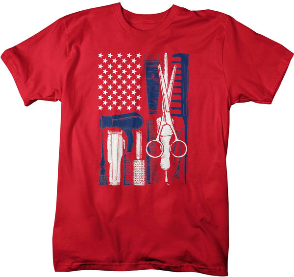 Men's Barber Shirt Flag TShirt Patriotic Barber American Flag T Shirt Hairdresser Shirt Barber Gifts 4th July Patriot Mans Unisex-Shirts By Sarah