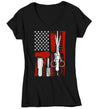 Women's V-Neck Barber Shirt Flag TShirt Patriotic Barber American Flag T Shirt Hairdresser Shirt Barber Gifts 4th July Patriot Ladies V-Neck